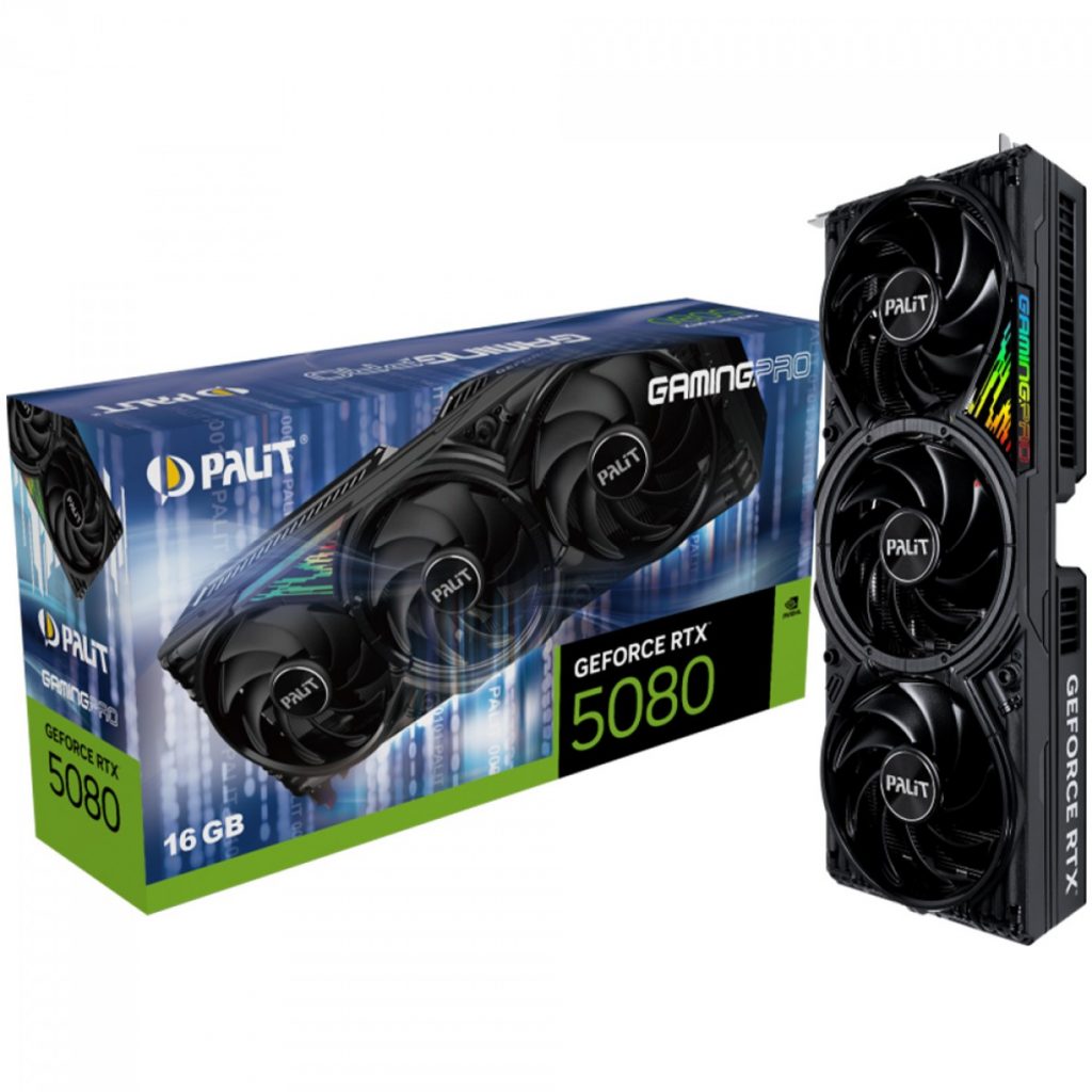 Placa de Vídeo Palit NVIDIA GeForce RTX 5080 GamingPro, 16GB, GDDR7, DLSS, Ray Tracing, NE75080019T2-GB2031A