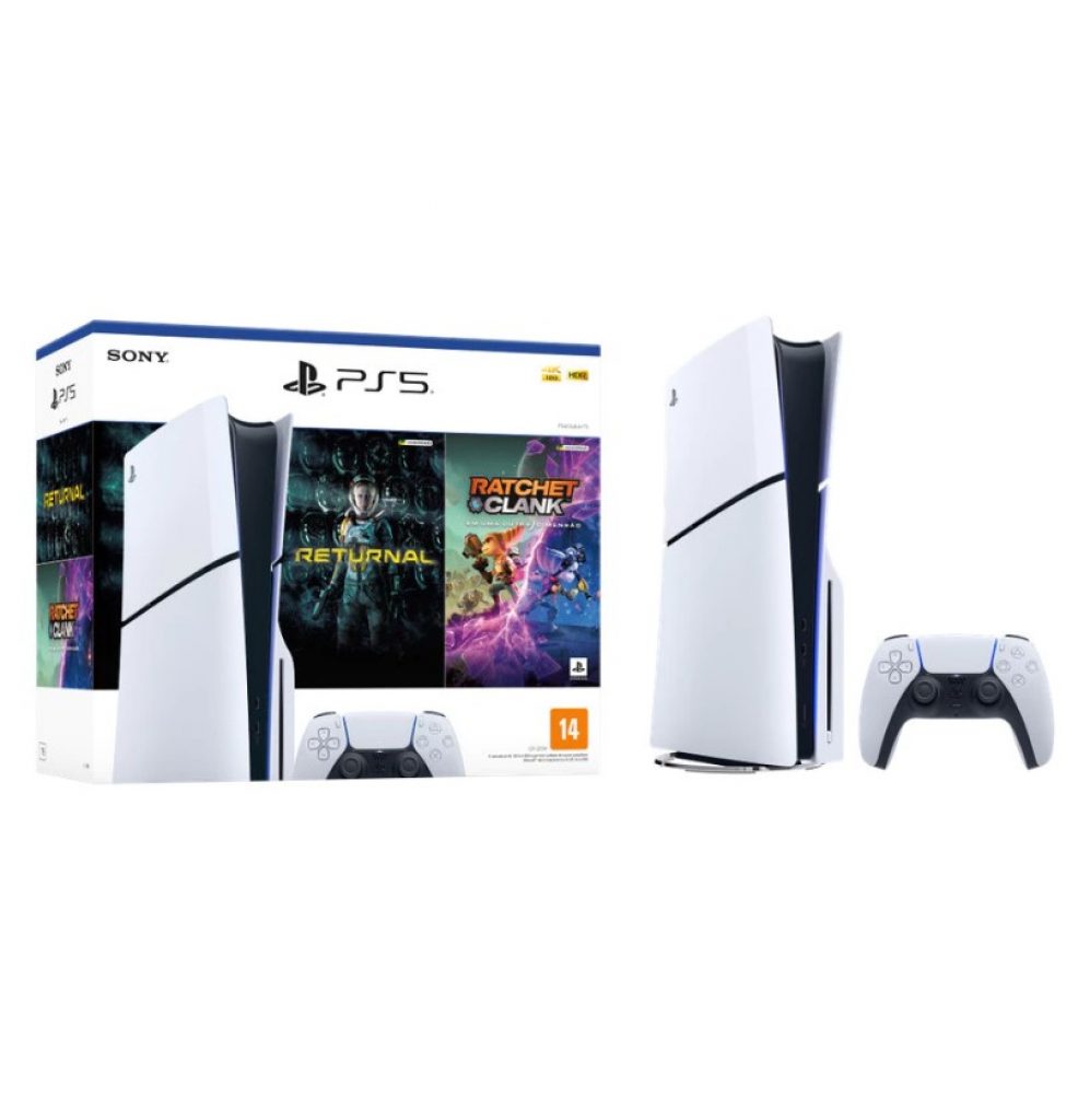 Console PlayStation 5 Slim 1TB Edição com Leitor de Disco + Returnal e Ratchet & Clank + Controle – CFI-2000 (J20H100)