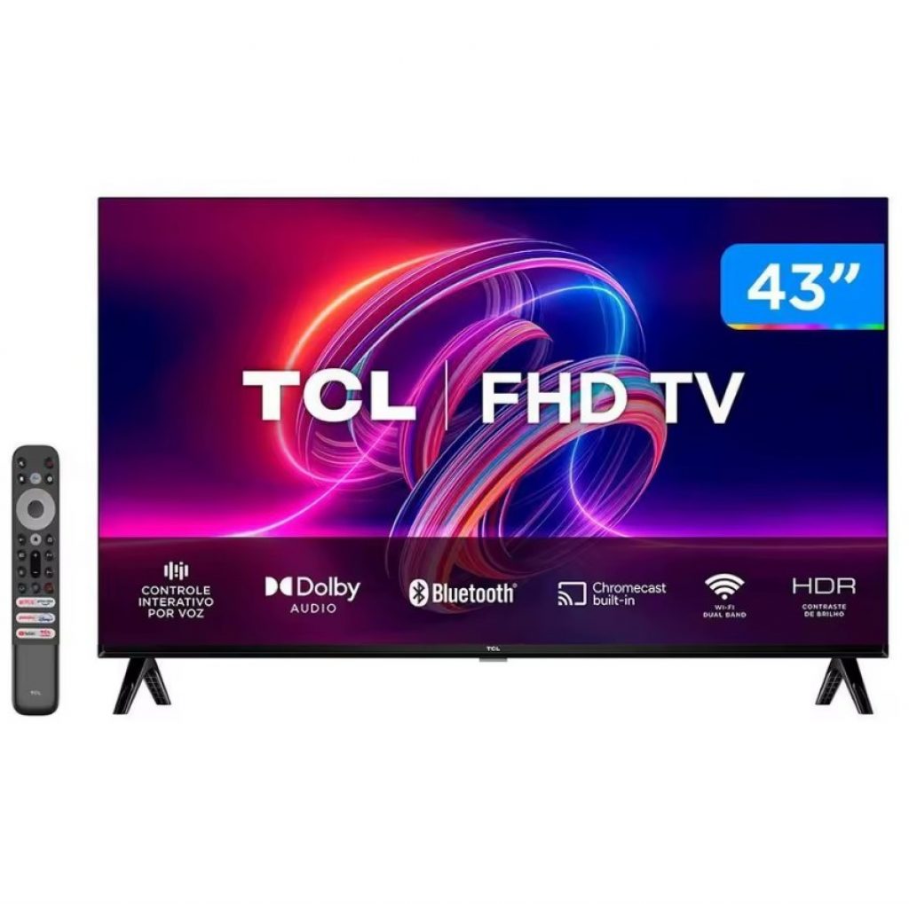 Smart TV 43” Full HD LED TCL Android Wi-Fi Bluetooth Google Assistente 2 HDMI 1 USB – 43S5400A