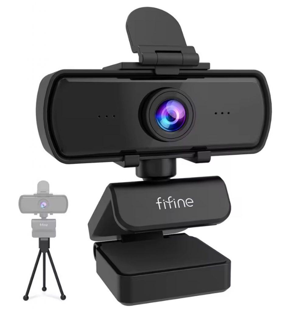 Webcam FIFINE K420 2K com Microfone, Tripé, Protetor de privacidade