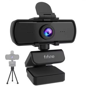 Webcam FIFINE K420 2K 1440p com Microfones, Balanço de Branco, Wide Angle, Tripé, Protetor de privacidade