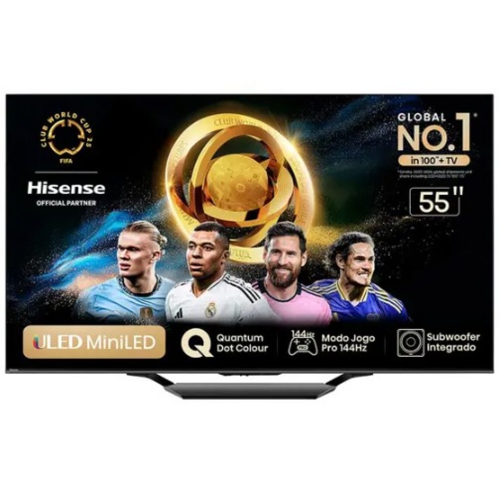 Smart TV Hisense Mini LED U7 55″ 4K UHD HDR Frequência 144 Hz Modo Jogo Wi-Fi – 55U75LUA