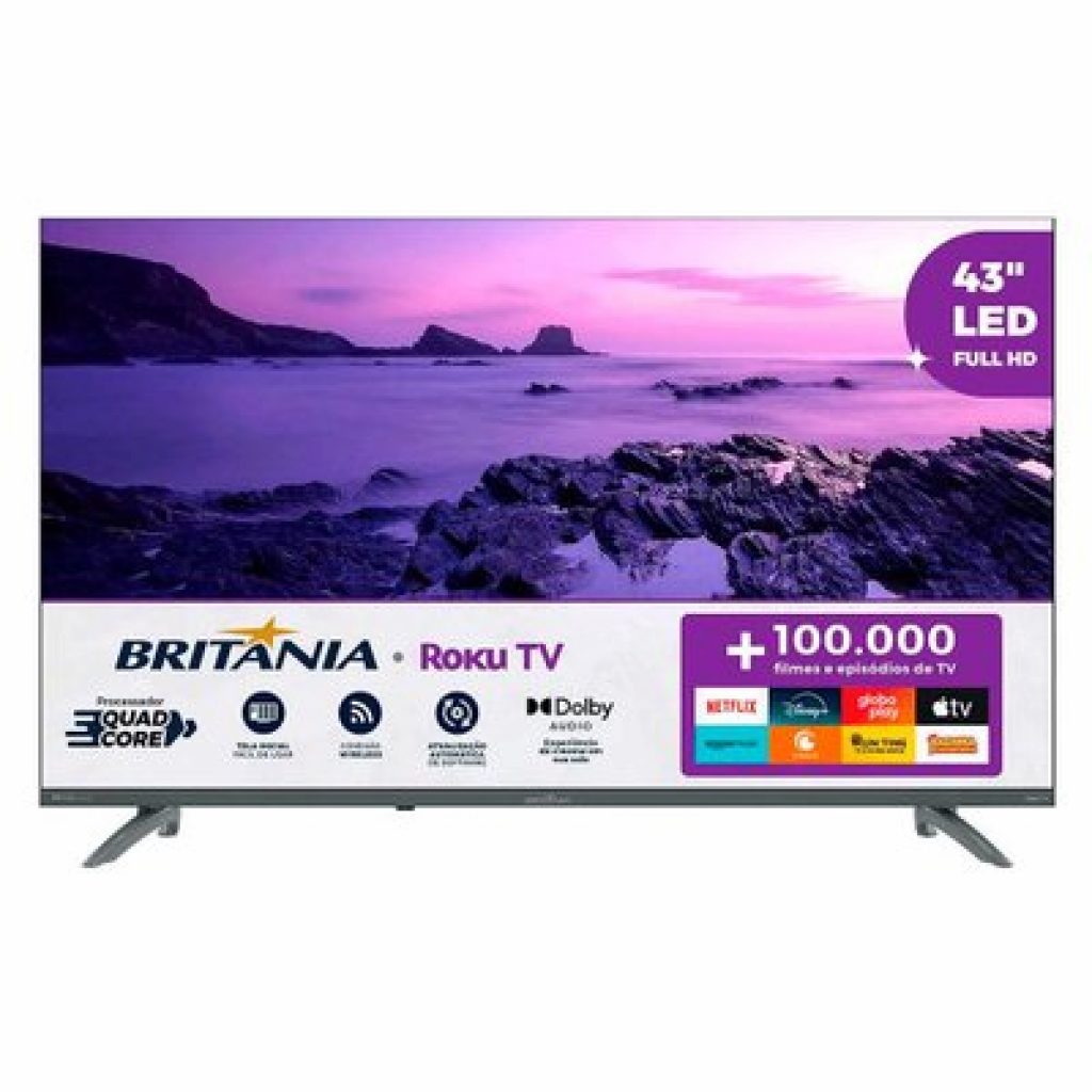 Smart TV 43” Britânia BTV43VA4REGB Roku TV LED Dolby Audio