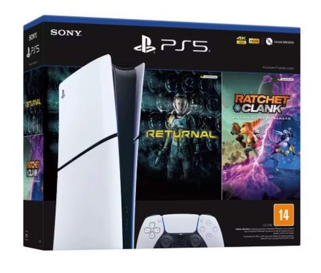 Console Sony Playstation 5 Digital Slim 1TB Branco + Jogos Returnal E Ratchet & Clank + Controle Sem Fio Dualsense Branco