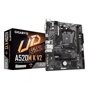 Placa Mãe A520M K V2 AMD AM4 mATX DDR4 GIGABYTE Linha Ultra Durable Preta/Cinza