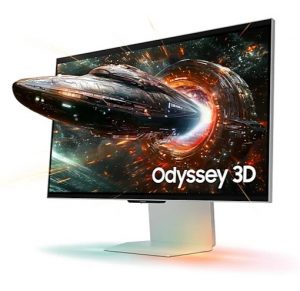 Monitor Gamer Samsung Odyssey 3D 27", 4K, 165Hz, 1ms, IPS, DP e HDMI, HDR, Ajuste de Altura, Som Interado, Prata - LS27FG900XLXZD