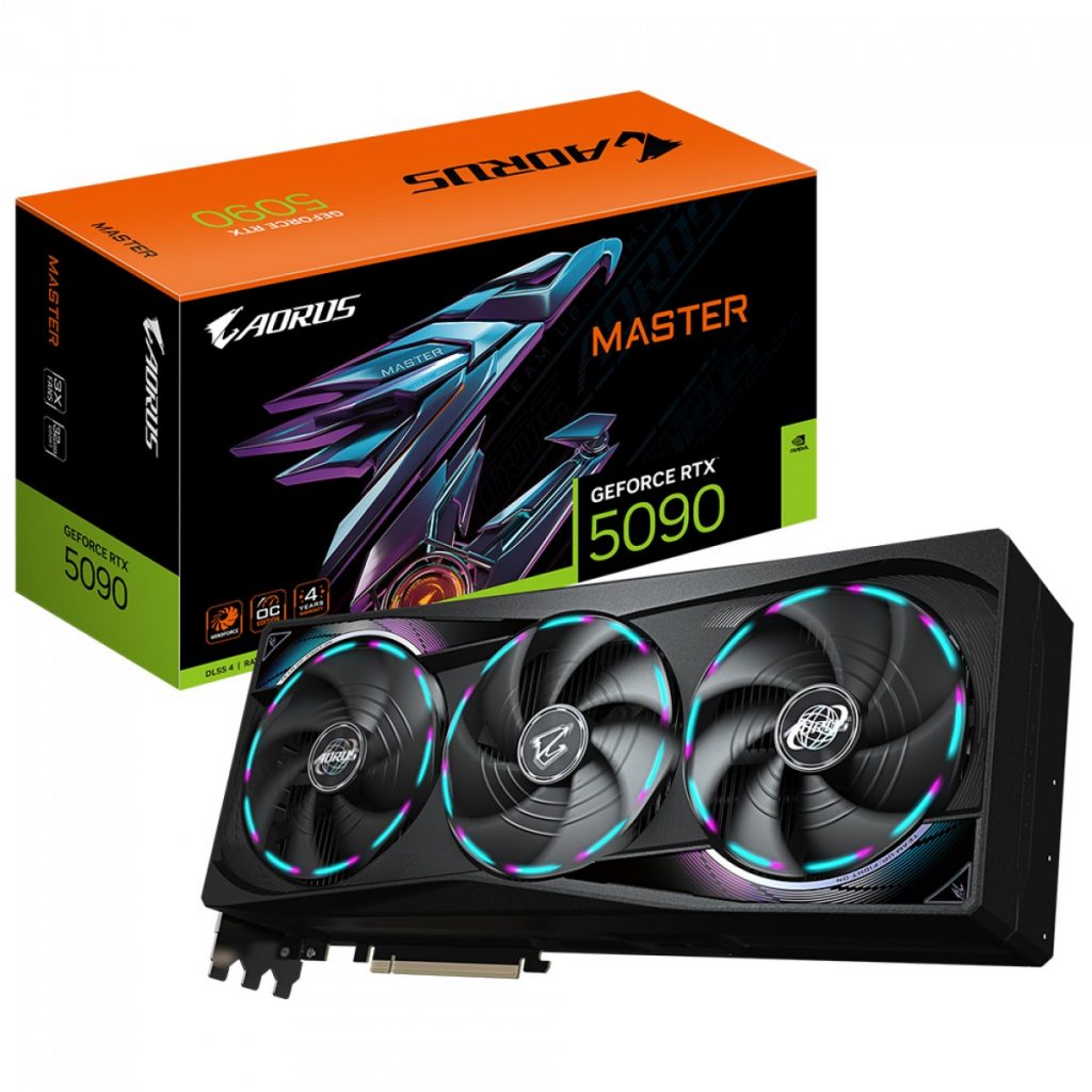Placa de Vídeo Gigabyte NVIDIA GeForce RTX 5090 Aorus Master, 32GB, GDDR7, 512-bit, DLSS, Ray Tracing, PCI Express 5.0 – GV-N5090AORUS M-32GD
