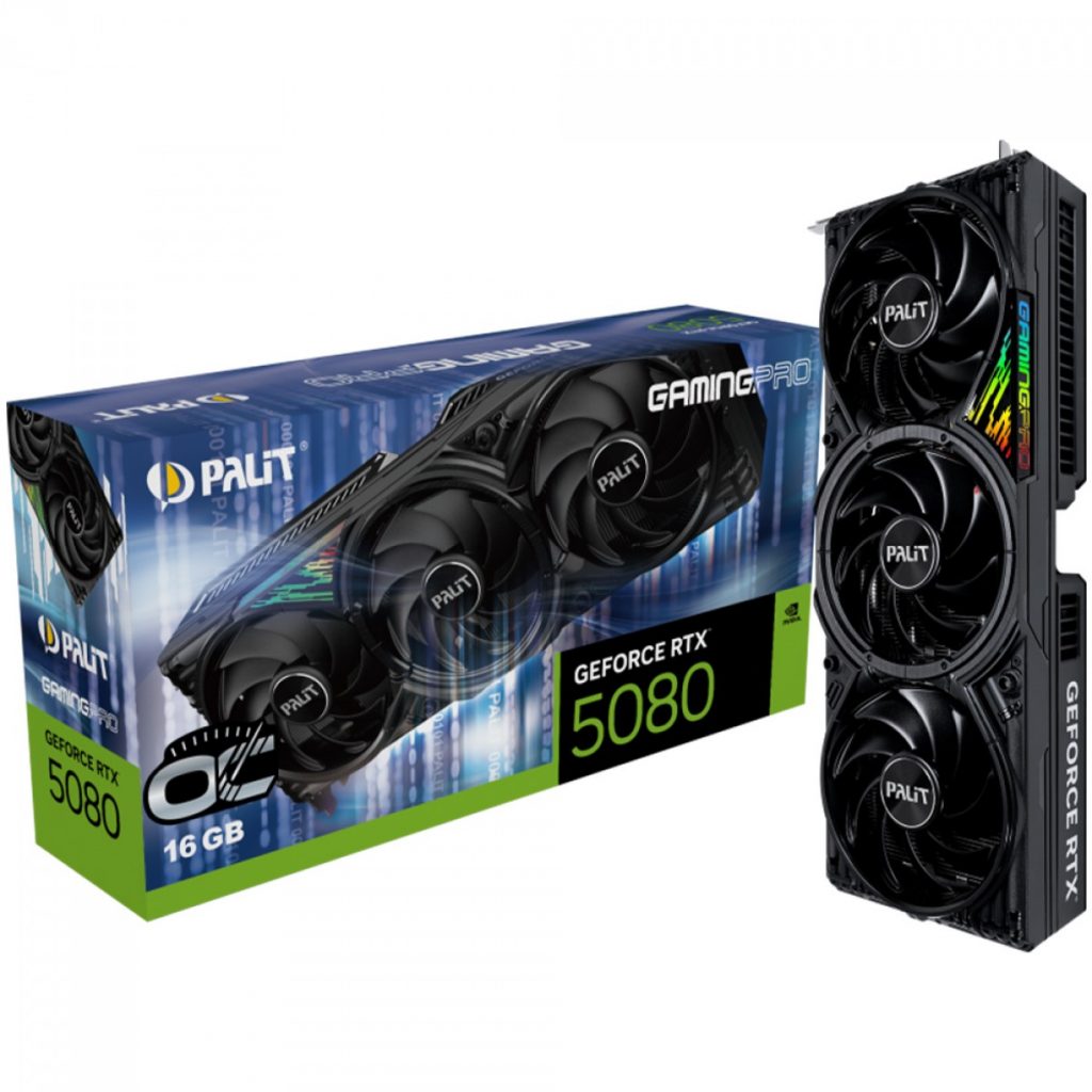 Placa de Vídeo Palit NVIDIA GeForce RTX 5080 GamingPro OC, 16GB, GDDR7, DLSS, Ray Tracing, NE75080S19T2-GB2031A