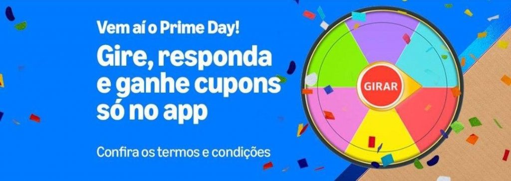 Roleta Amazon – Prime Day Chegando – Gire e tente a sorte pra ganhar um cupom de até R$ 100,00 OFF