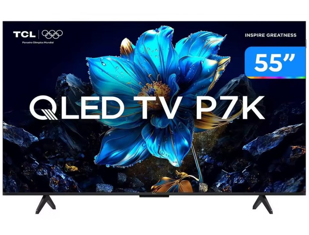Smart TV 55″ TCL 4K UHD QLED 55P7K Google TV AiPQ Google Assistente 3 HDMI 1 USB