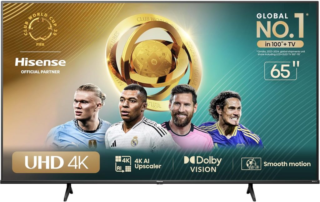 Hisense Smart TV UHD 4K DLED 65″ Polegadas 65A6N com HDR10+ Dolby Vision Game Mode Controle por Voz Alexa Built-In AirPlay