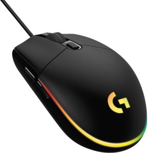 Mouse Gamer Logitech G203 LIGHTSYNC RGB, Efeito de Ondas de Cores, 6 Botões Programáveis e Até 8.000 DPI, Preto – 910-005793