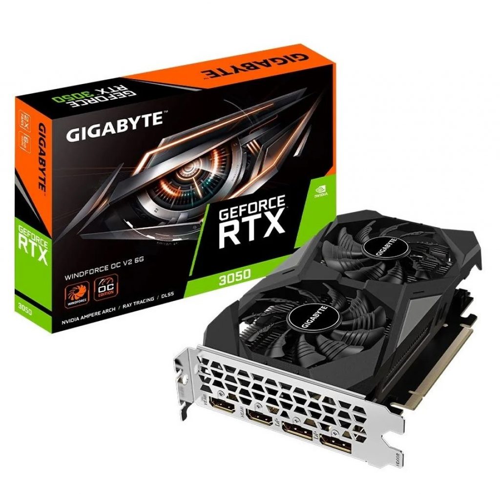 Placa de Vídeo Gigabyte RTX 3050 Windforce OC NVIDIA GeForce, 6GB, GDDR6, DLSS, Ray Tracing – GV-N3050WF2OCV2-6GD