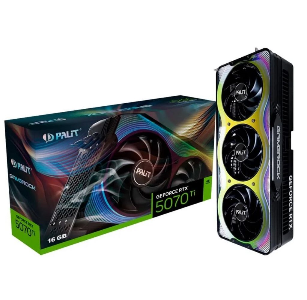 Placa de Vídeo Palit RTX 5070 Ti GameRock NVIDIA GeForce, 16GB, GDDR7, ARGB SYNC EVO, G-Sync, Ray Tracing, DLSS 4 – NE7507T019T2-GB2030G