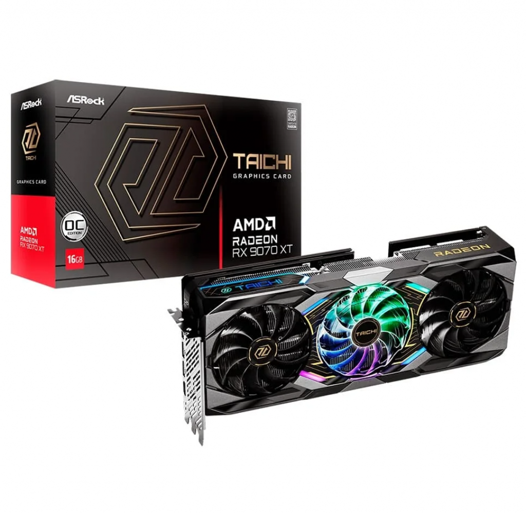 Placa de Vídeo ASRock RX 9070 XT Taichi OC AMD Radeon, ARGB, 16GB, GDDR6, 3100MHz, FidelityFX, RDNA – 90-GA5HZZ-00UANF