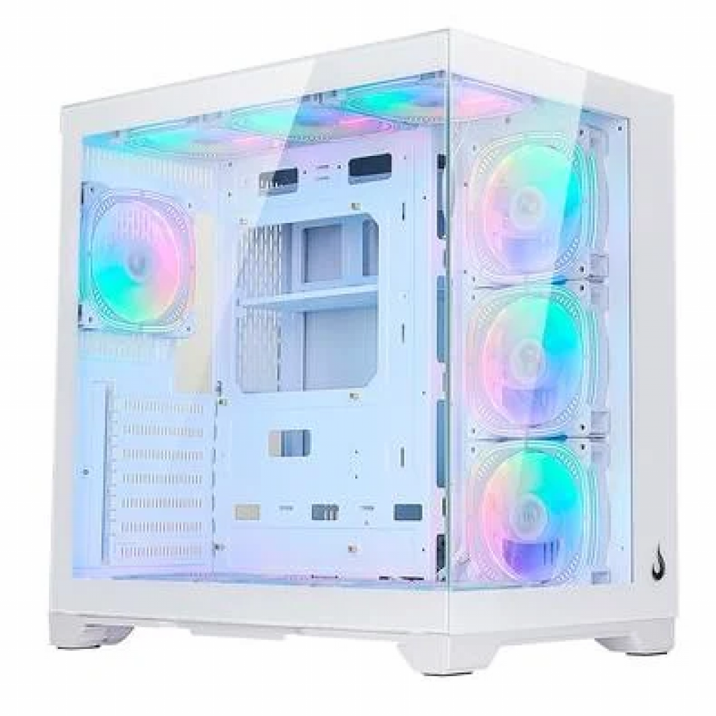 Gabinete Gamer Rise Mode Galaxy Glass Standard V2, Mid Tower, ATX, Lateral e Frontal em Vidro Temperado, Com 10 Ventoinhas, Branco – RM-GA-GGSW2-ARGB
