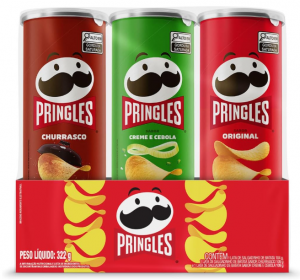 Pack Pringles 3x – Promo Salgadinho de Batata Frita 3 Sabores – Original, Creme com Cebola e Churrasco