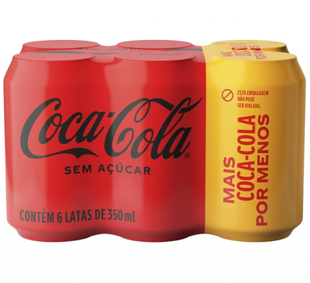 3 Packs de Coca-Cola sem Açúcar 350Ml 6 unidades