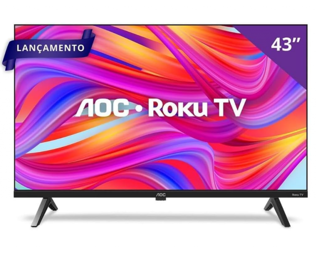 Smart TV AOC, Roku 43” Full HD, com HDMI, USB, Wi-Fi, Conversor Digital – 43S5045/78G