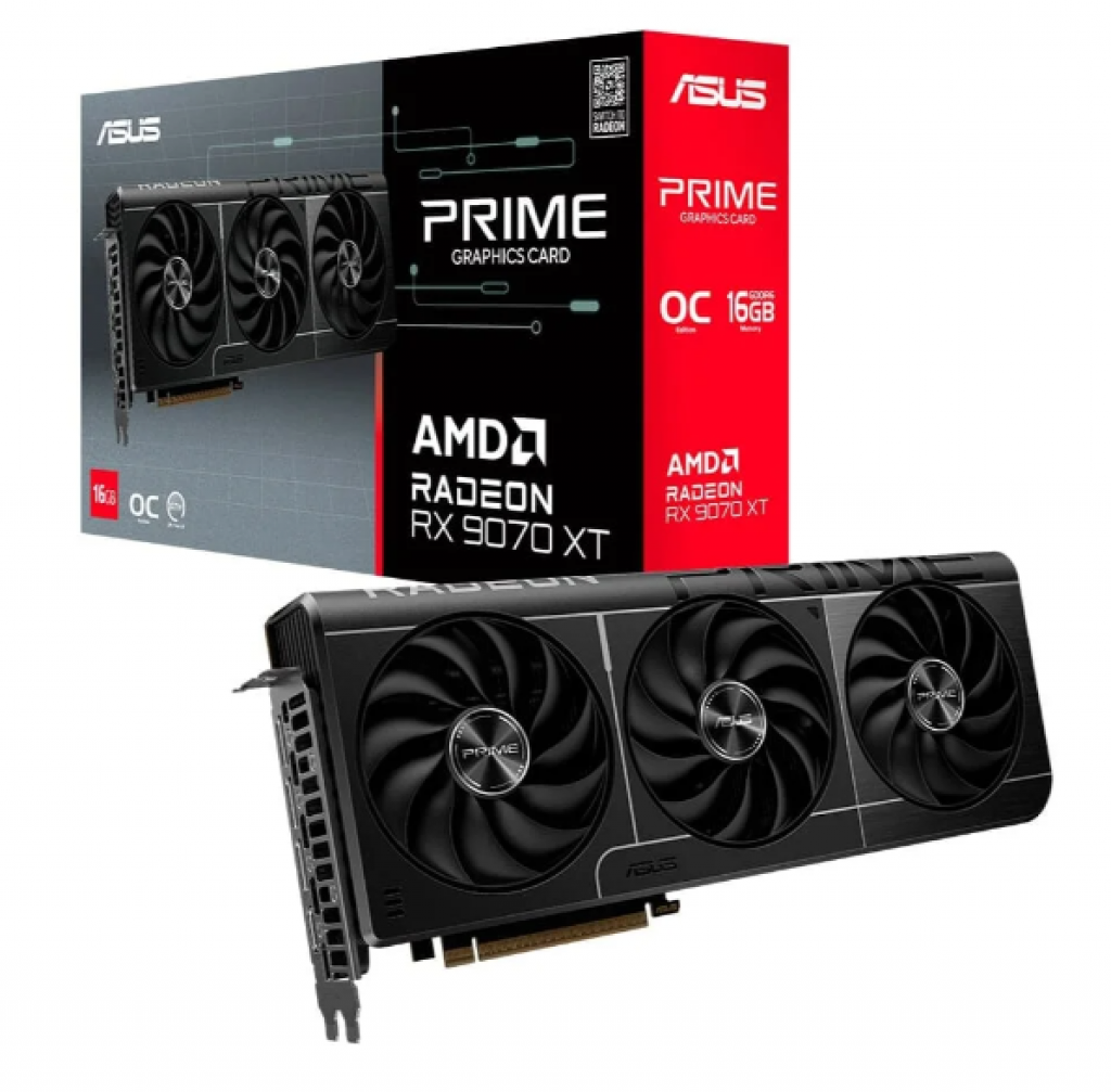 Placa de Vídeo ASUS PRIME RX 9070 XT O16G AMD Radeon, 16GB, GDDR6, Axial-tech, OpenGL 4.6 – 90YV0L71-M0NA00