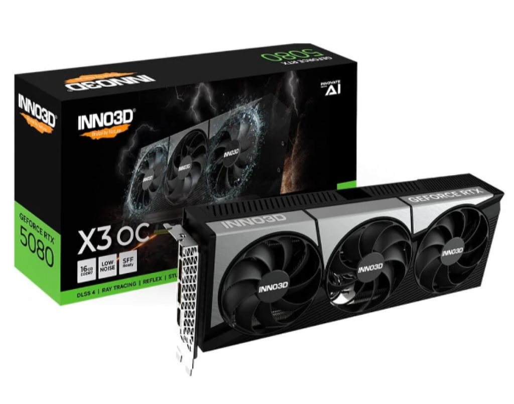 Placa de Vídeo Inno3D RTX 5080 X3 OC NVIDIA GeForce, 16GB, GDDR7, G-Sync, Ray Tracing, DLSS 4, HDR – N50803-16D7X-17603930