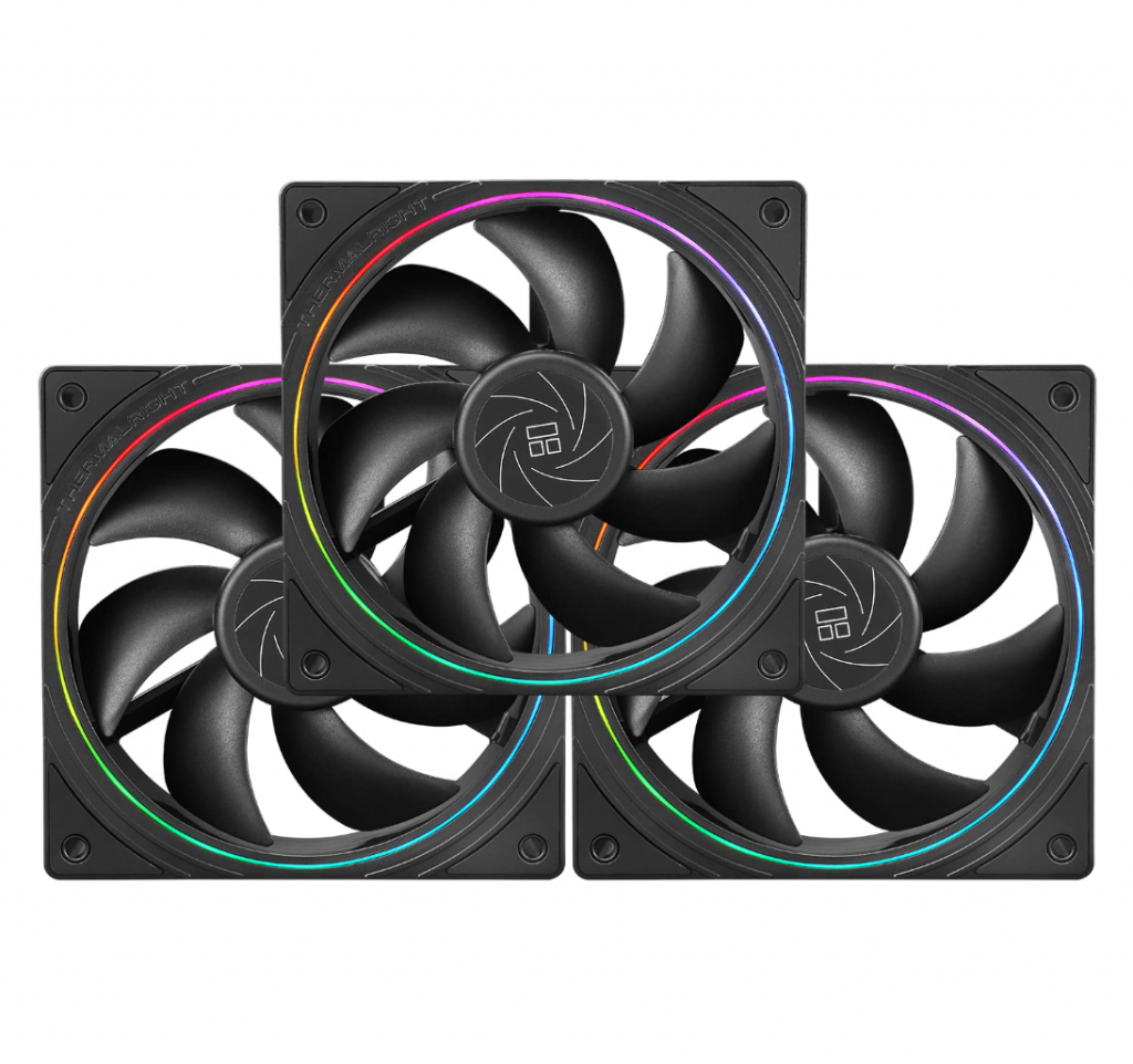 Kit 3 Fans Thermalright TL-S12, PWM, efeito de luz de abertura fina, conector de 4 pinos, ARGB, velocidade de 1500 RPM (120 mm, 3 ventiladores)