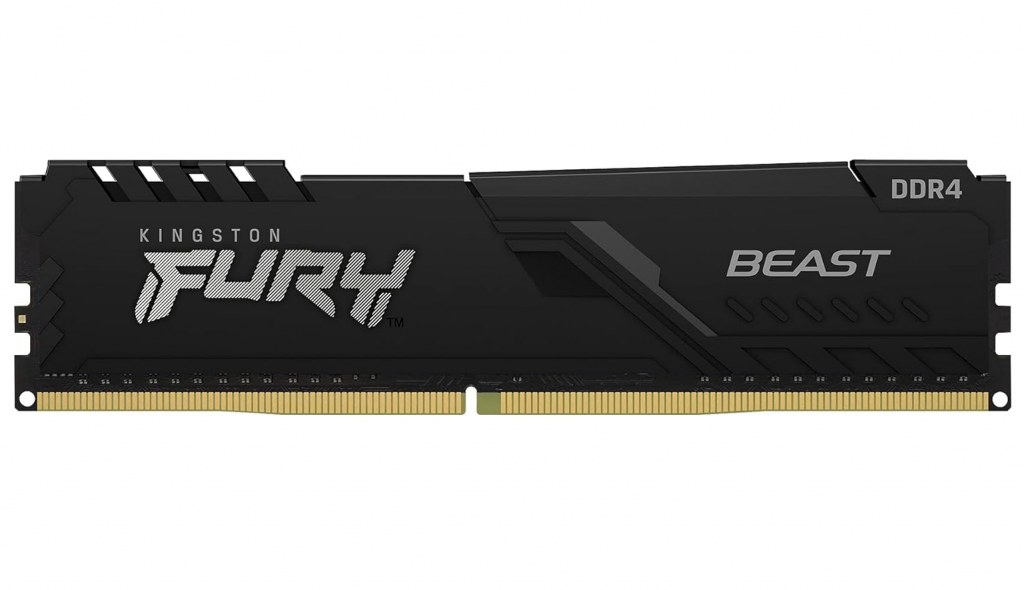 Memória de 16GB DIMM DDR4 3200MHz CL16 FURY Beast 1,35V 2RX8 288 pinos para desktop/gamers, Preto – KF432C16BB1/16