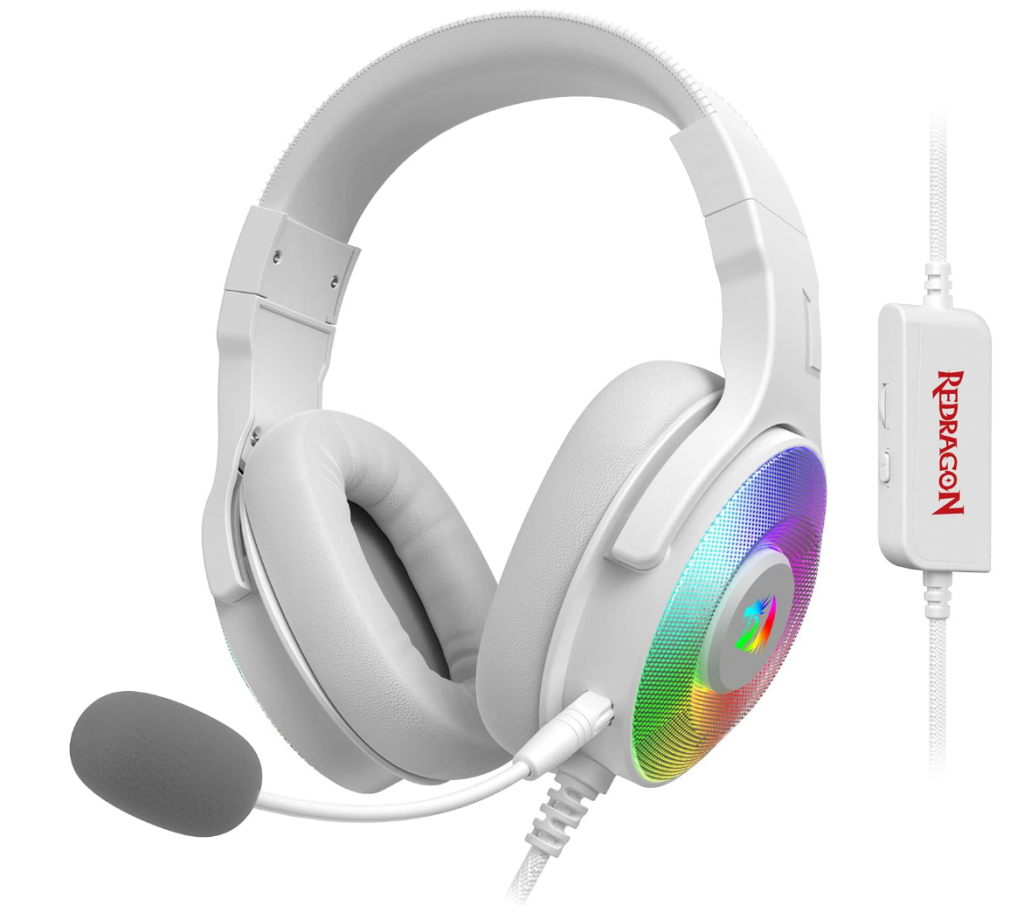 Headset Gamer Redragon Pandora RGB Branco USB Surround 7.1