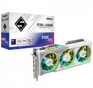 Placa De Vídeo ASRock Intel Arc B580 Steel Legend OC, 12GB, GDDR6, XeSS, Ray Tracing, Branco, B580 SL 12GO