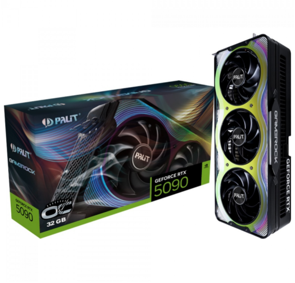 Placa de Vídeo Palit NVIDIA GeForce RTX 5090 GameRock OC, 32GB, GDDR7, DLSS, Ray Tracing, NE75090S19R5-GB2020G