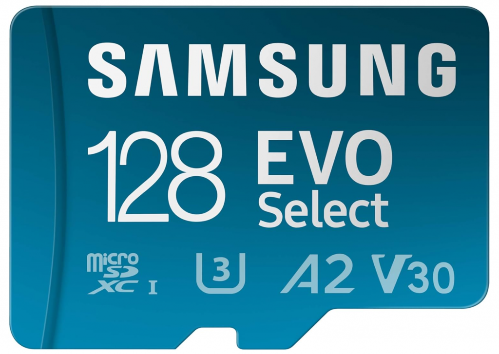 Cartão de Memória SAMSUNG EVO Select 128 GB microSD A2 V30 Até 160MB/s + Adaptador – MB-ME128SA/AM
