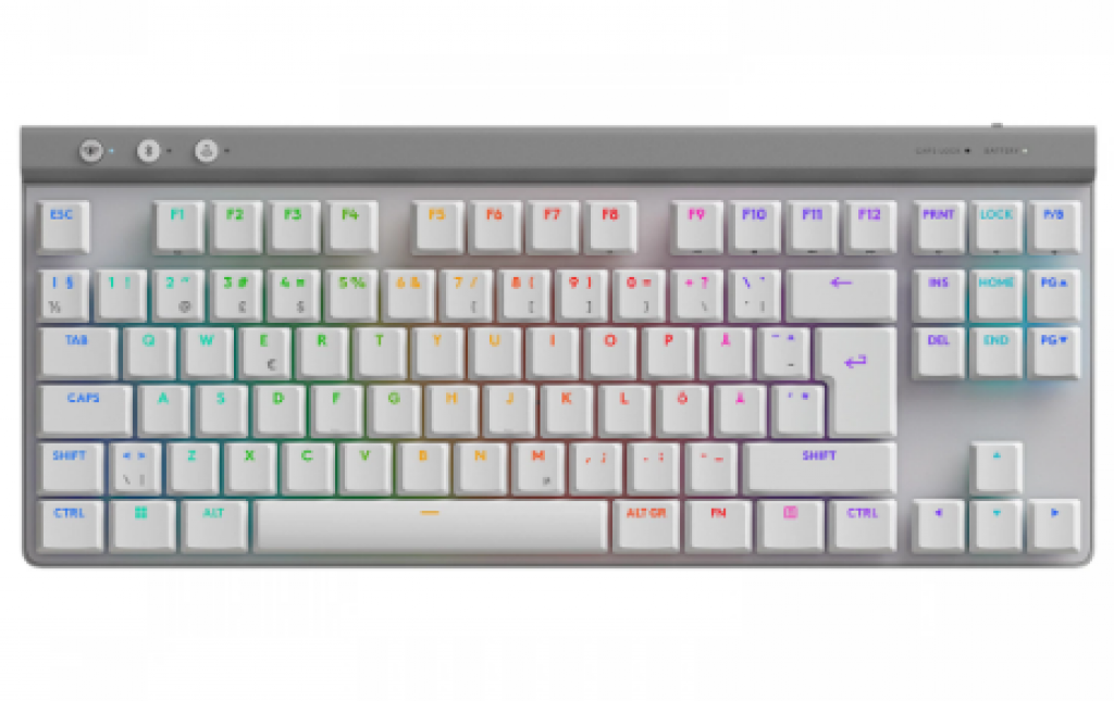 Teclado Sem Fio Mecânico Gamer Logitech G515 Lightspeed, RGB Lightsync, Switches Brown, Bluetooth, Design TKL, Branco – 920-012535