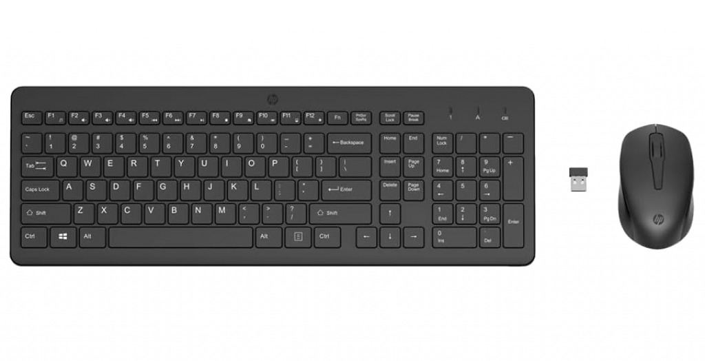 Combo de Teclado e Mouse HP 330 1600 DPI Sem Fio com Conexão USB Wireless Digitação Silenciosa e Precisa Layout ABNT2 Preto – 2V9E6AA#AC4