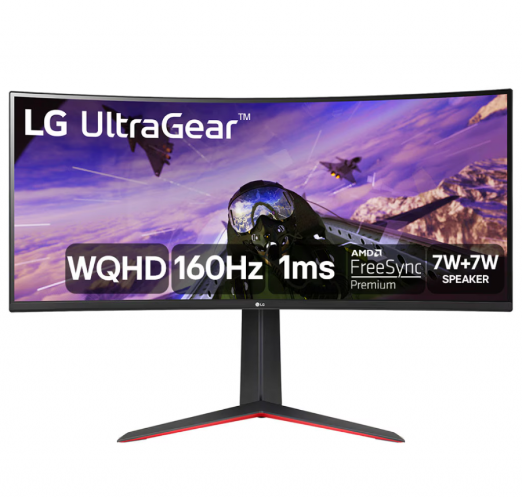 Monitor Gamer LG UltraGear LG 34″ Curvo LED WQHD, UltraWide, 160Hz, 1ms, DisplayPort e HDMI, AMD FreeSync Premium, HDR10, 99% sRGB – 34GP63A-B