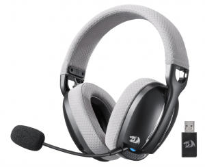 Headset Gamer Wireless Redragon Skuld Pro Preto com LED Azul, Bateria até 24h, Bluetooth, 2.4GHz ou USB Tipo-C com Cabo – H878BG