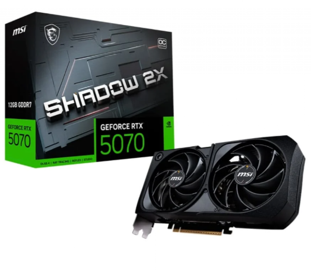 Placa de Vídeo MSI RTX 5070 12G Shadow 2x OC Nvdia Geforce, 12GB, GDDR7, OpenGL 4.6, G-SYNC – G5070-12S2C / 912-V532-011