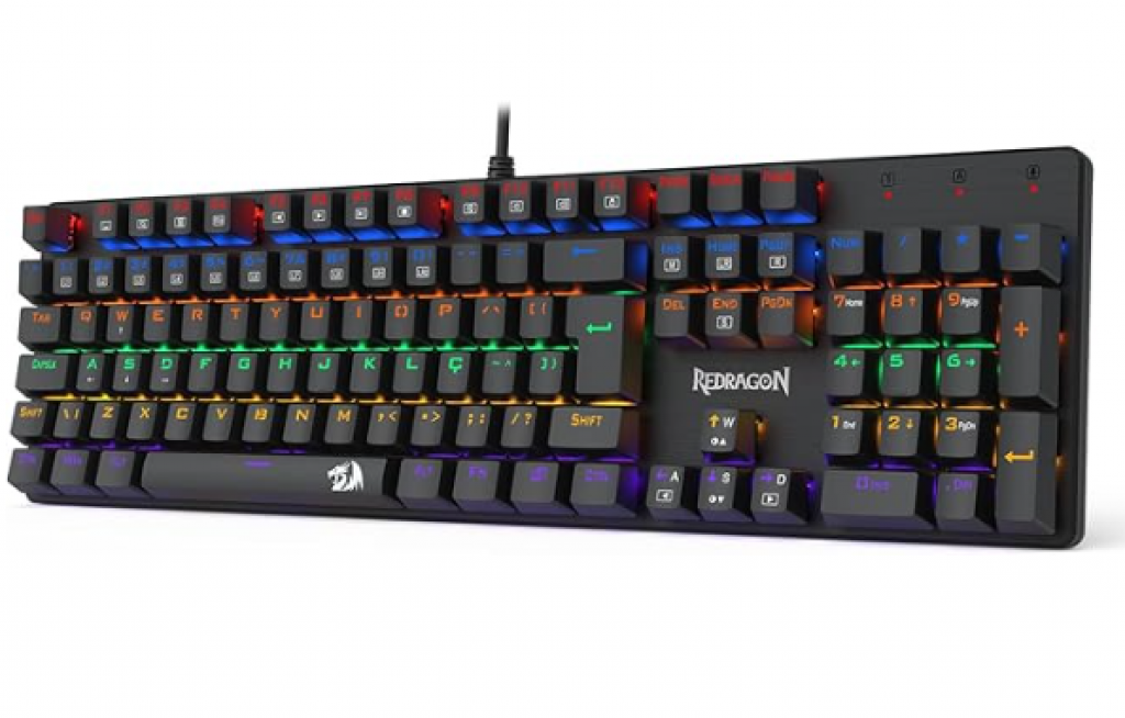 Teclado Mecânico Gamer Redragon Valheim Iluminação Rainbow Preto Switch Brown – K608-R (PT-BROWN)