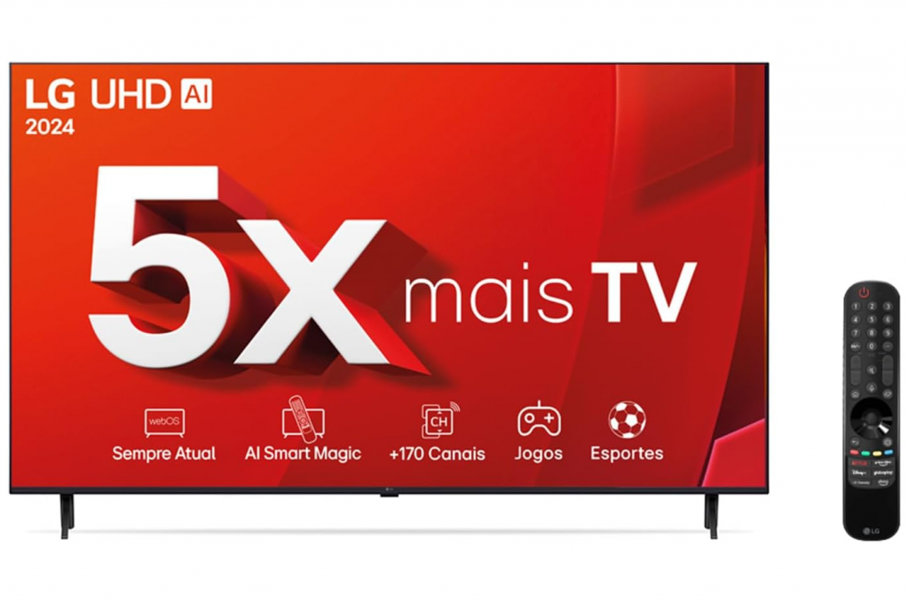 Smart TV LG 4K 65″ UHD UT9050 Processador α5 Ger7 AI Design Super Slim Alexa/Chromecast integrado webOS 24 Controle Smart Magic – 65UT9050