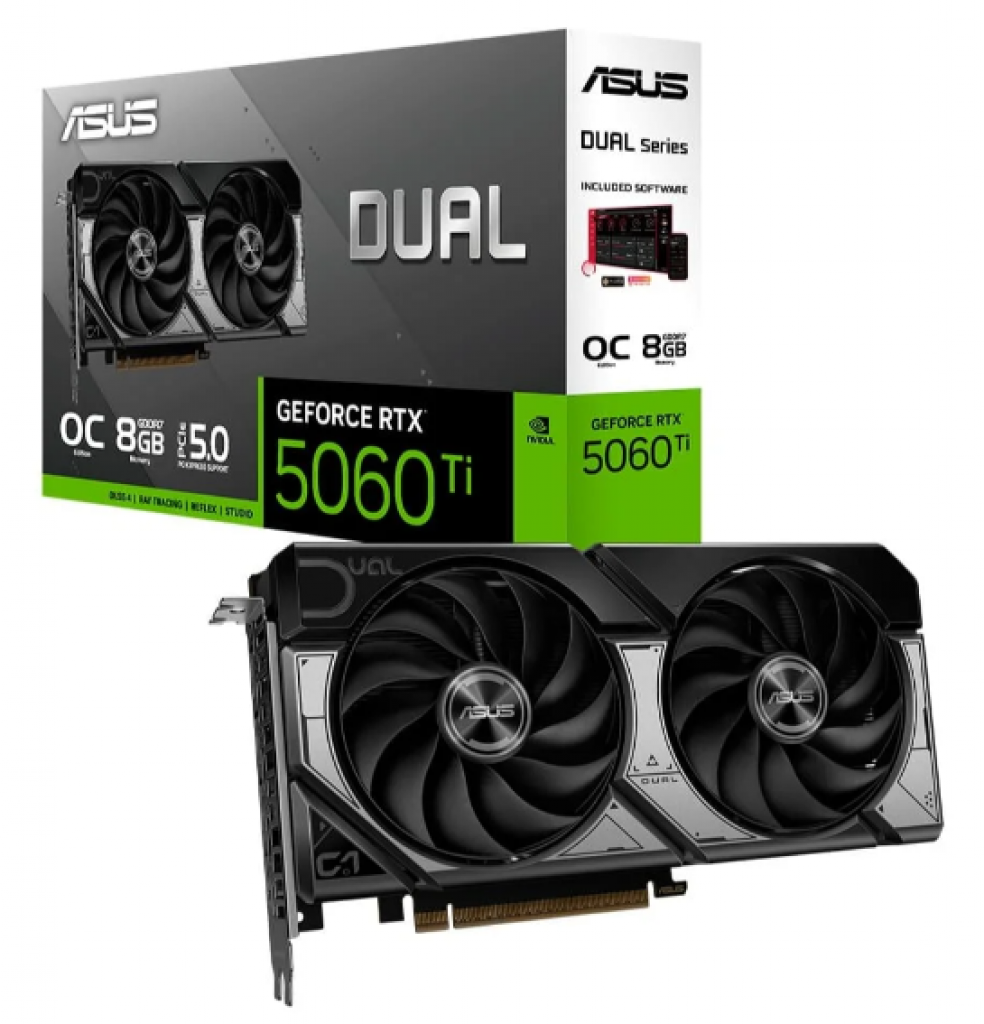 Placa de Vídeo ASUS RTX 5060 TI DUAL O8G NVIDIA GeForce, 8GB, GDDR7, DLSS, Ray Tracing – 90YV0MP2-M0NA00