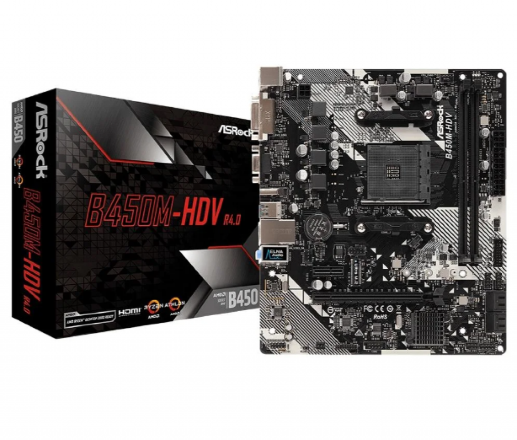 Placa-Mãe ASRock B450M-HDV R4.0, AMD AM4, Micro ATX, DDR4, Preto – 90-MXB9N0-A0UAYZ