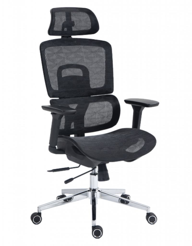 Cadeira de Escritório Dr. Office Business Pro, Preta, Mesh, 3D, Altura Ajustável