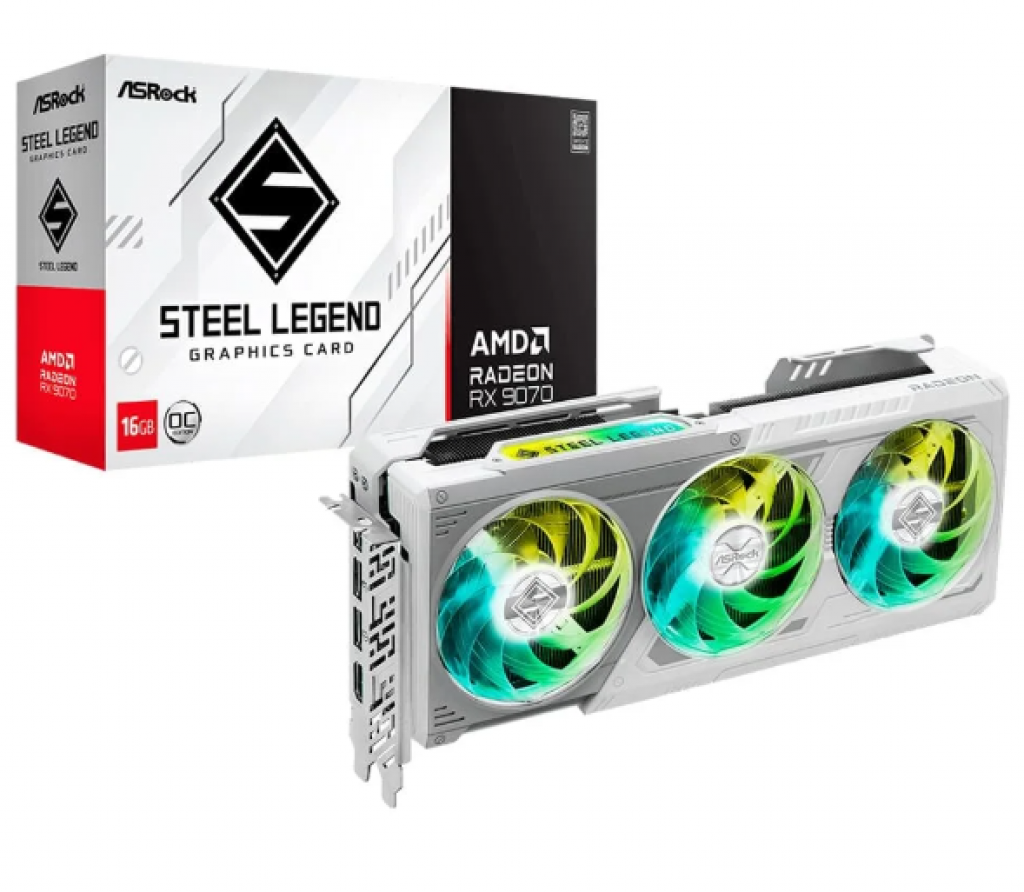 Placa de Vídeo ASRock RX 9070 Steel Legend OC AMD Radeon, 16GB, GDDR6, FidelityFX, RDNA – 90-GA5EZZ-00UANF