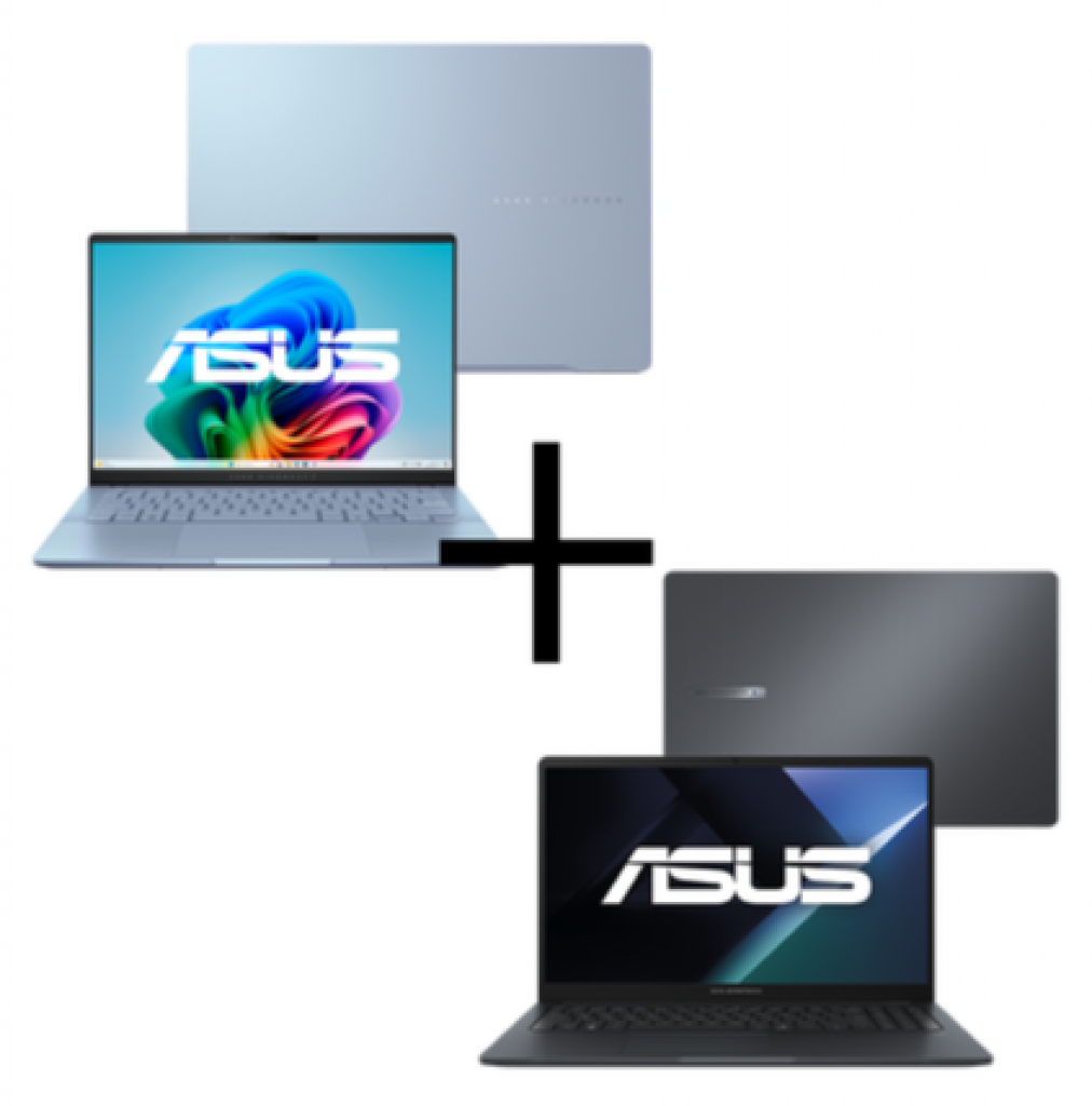 Combo Notebook ASUS Vivobook S 14, 14″ OLED 120Hz 0,2ms, Intel Ultra 7 256V, 16/512GB, W11 – S5406SA-PP218W Mist Blue + Notebook ASUS ExpertBook B1, 15″ FHD IPS, Intel i3, 8/256GB, ABNT2 – B1503CVA_BR-S70002 Gentle Grey