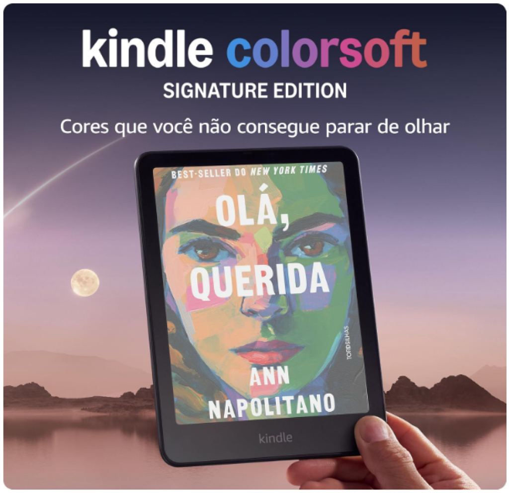Kindle Colorsoft Signature Edition (32 GB) – Tela colorida 7″, luz frontal autoadaptável, Carregamento sem fio e bateria que dura semanas, Cor Preta Metálica