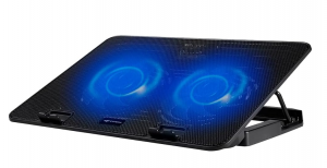Base para Notebook C3Tech NBC-50BK Até 15,6″ Refrigerada com 2 Coolers, LED de Iluminação Azul, Ajuste Inclinação em 5 níveis, 2xUSB, Preta