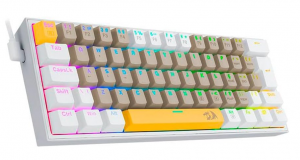 Teclado Mecanico Gamer Redragon Fizz RGB Amarelo Branco e Cinza Switch Marrom – K617RGB-YL GY WT (PT-BROWN)