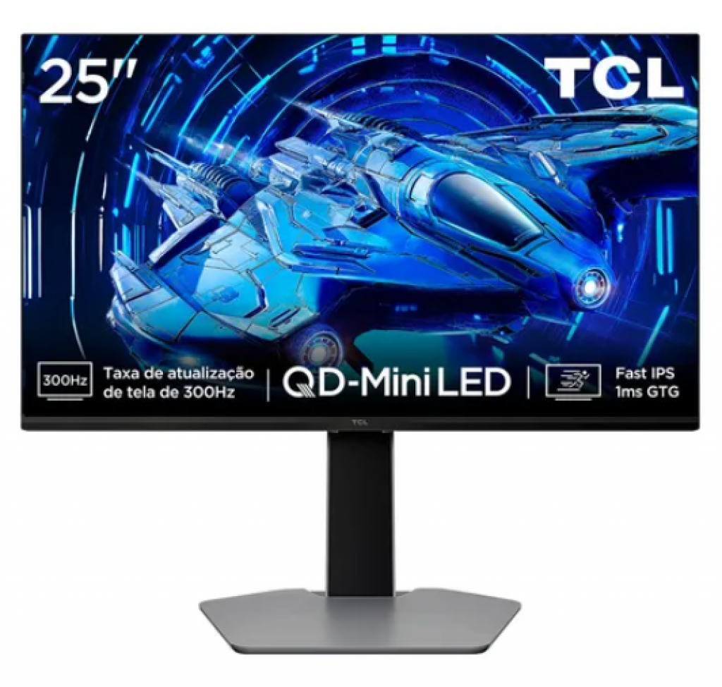 Monitor Gamer TCL 25 QD-Mini LED IPS Full HD 300Hz 2 HDMI, DP, P3, Bivolt – 25G64