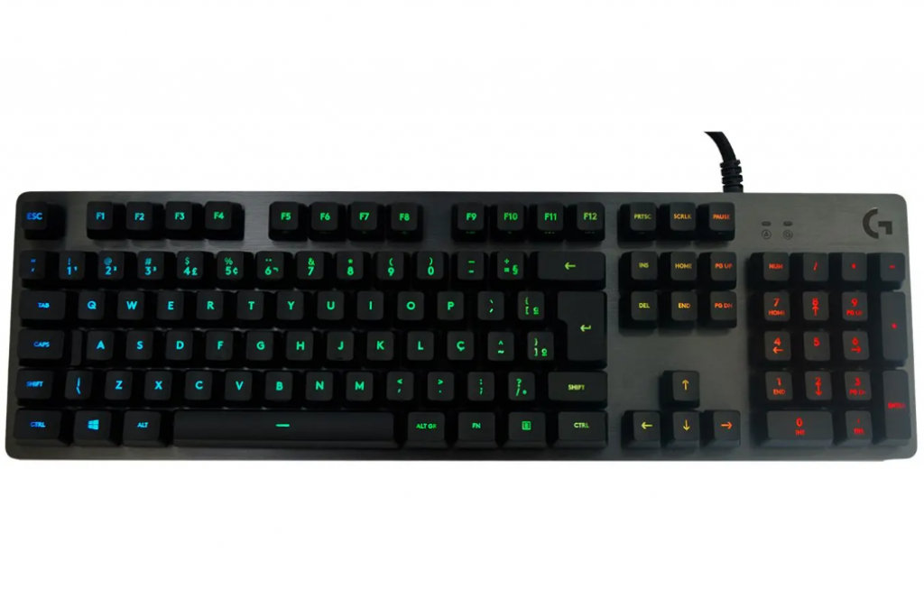 Teclado Mecânico Gamer RGB Logitech G512 Carbon, RGB Lightsync, GX Brown, USB, ABNT2, Preto – 920009400