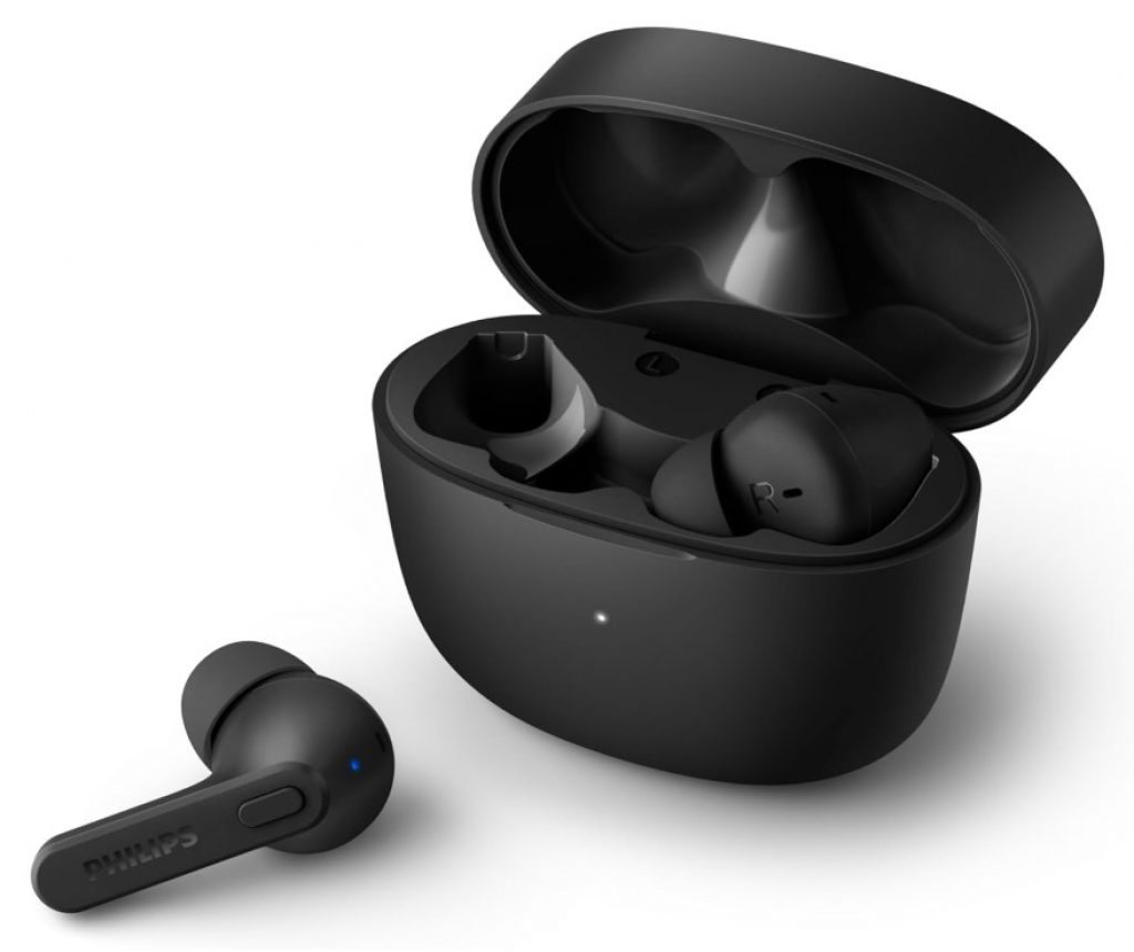 Fone de Ouvido Bluetooth Philips com Microfone, Formato em haste, Bateria até 18 horas totais, Botão Tactil, IPX4, Preto – TAT2206BK/00