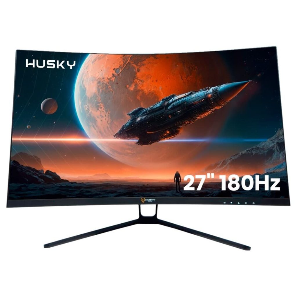 Monitor Gamer Husky Storm 27′ LED, Curvo, 180 Hz, Full HD, 1ms, Adaptive Sync, HDMI/DisplayPort, Ajuste de Ângulo – HGMT001